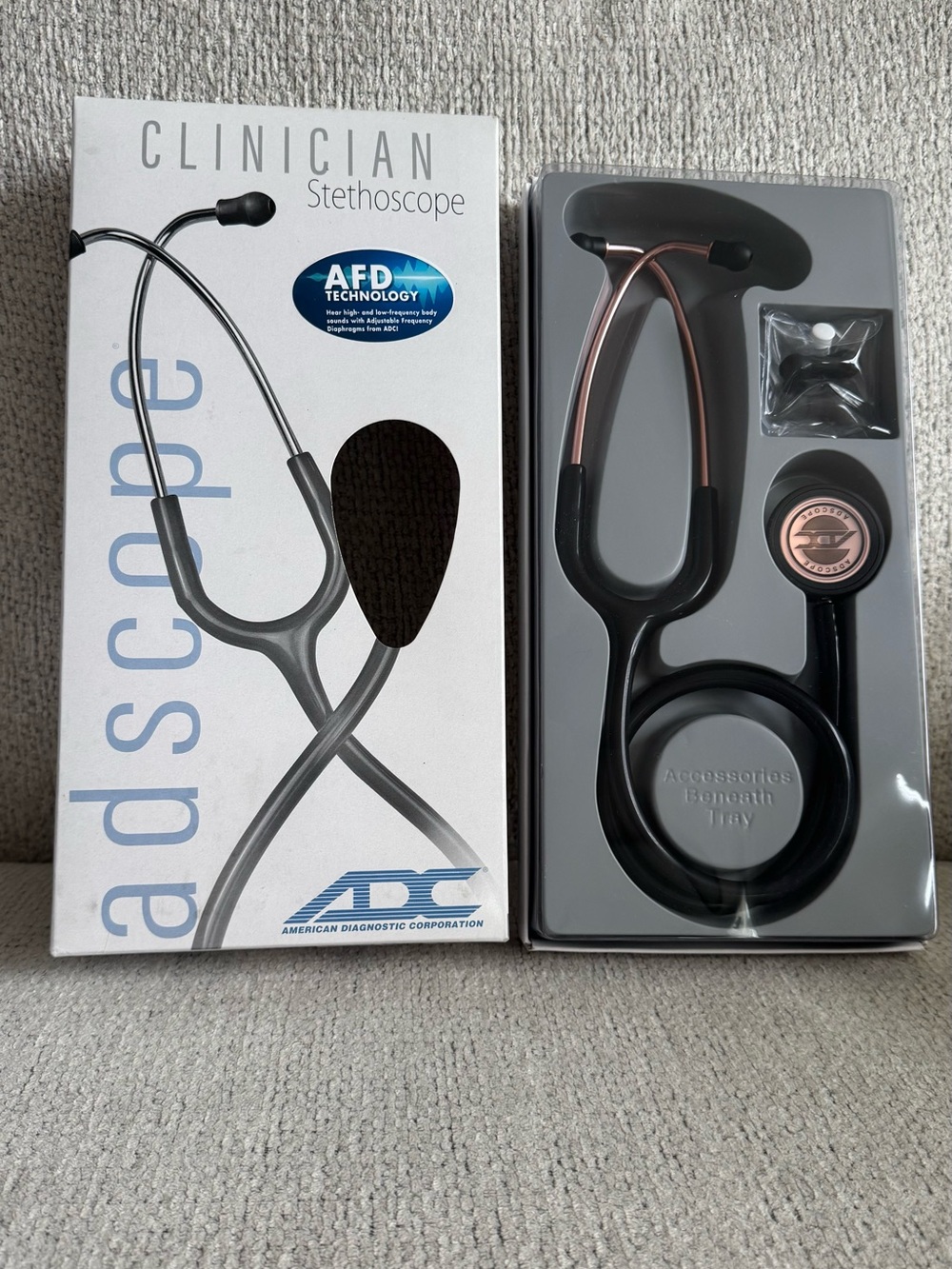 Clinician Stethoscope - Black with Rose Gold
